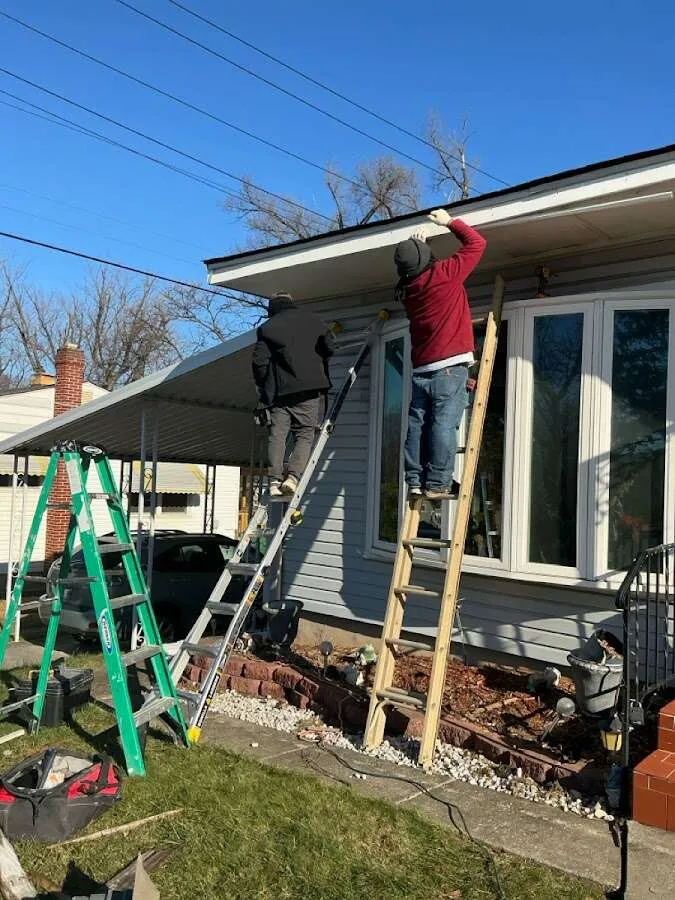 Restoration crew performing exterior repair in Roanoke